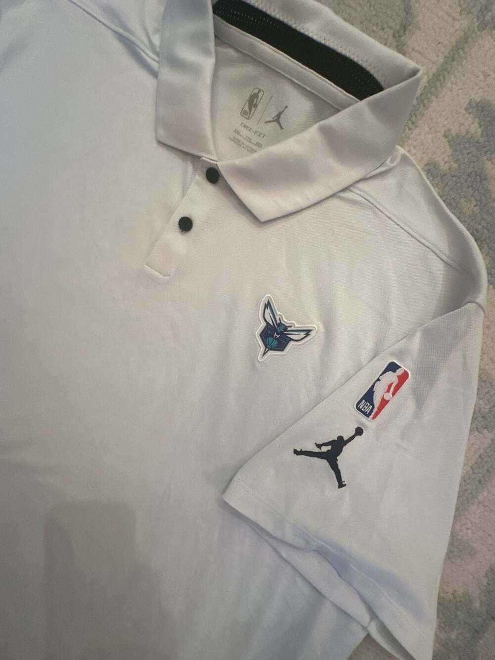XXL Nike Jordan Brand NBA Charlotte Hornets Basketball Men's Golf Polo White